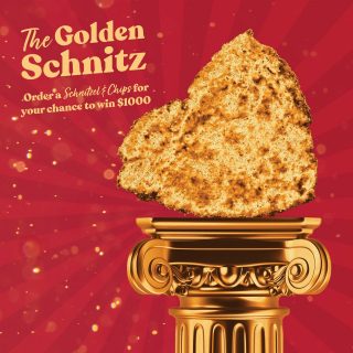 DEAL: Schnitz Golden Schnitz - Win $1,000 Cash & Food Prizes with Schnitzel & Chips Purchase 4