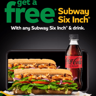 DEAL: Subway - Free Six Inch Sub with Six Inch & Drink Purchase via Subway App (until 26 September 2021) 1 DEAL: Subway - Free Six Inch Sub with Six Inch & Drink Purchase via Subway App (until 26 September 2021) 1