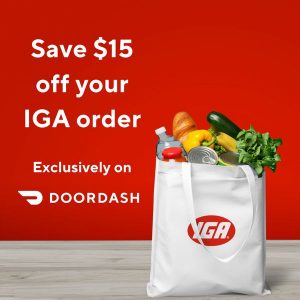 DEAL: DoorDash - $15 off IGA on $30+ Orders via DoorDash (until 17 October 2021) 8