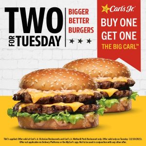 DEAL: Carl's Jr - Buy One Get One Free Big Carl (VIC/Wetherill Park NSW) 9