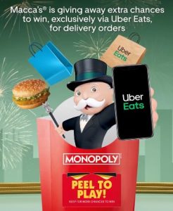 DEAL: McDonald's - Extra McDonald's Monopoly Chance with $15 Spend via Uber Eats (until 6 October 2021) 37
