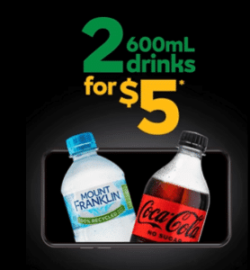DEAL: Subway - 2 600ml Drinks for $5 via App (until 31 October 2021) 1