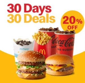 DEAL: McDonald’s - 20% off with $10 Minimum Spend on 28 November 2021 (30 Days 30 Deals) 3