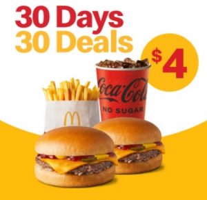 DEAL: McDonald’s - $4 Small Cheeseburger Meal & Extra Cheeseburger on 6 November 2021 (30 Days 30 Deals) 3