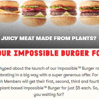 DEAL: Grill'd - $5 Impossible Burger for Relish Members (until 30 November 2021) 6 DEAL: Grill'd - $5 Impossible Burger for Relish Members (until 30 November 2021) 6