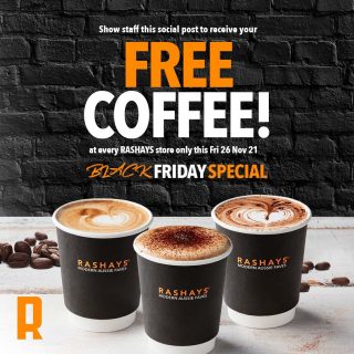 DEAL: Rashays - Free Coffee at Every Store (26 November 2021) 1