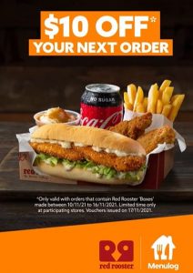 DEAL: Red Rooster - $10 off Next Order with Box Meal Purchase via Menulog (until 16 November 2021) 8