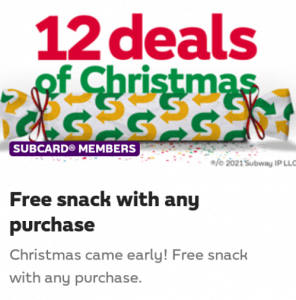 DEAL: Subway - Free Snack with Any Purchase via Subway App (17 December 2021) 3