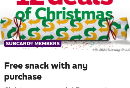 DEAL: Subway - Free Snack with Any Purchase via Subway App (17 December 2021) 5