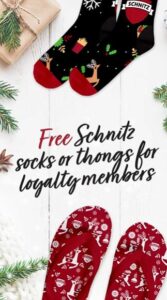 DEAL: Schnitz - Free Socks or Thongs with $30 Spend for Loyalty Members 3 DEAL: Schnitz - Free Socks or Thongs with $30 Spend for Loyalty Members 3