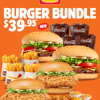 DEAL: Hungry Jack's - $39.95 Burger Bundle (2 Jack's Fried Chicken, 2 Whoppers, 4 Chips, 4 Drinks & 10 Nuggets) 8