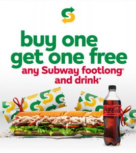 DEAL: Subway - Buy One Get One Free Any Subway Footlong & Drink via Subway App (12 December 2021) 3