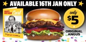 DEAL: Carl's Jr - $5 Original Angus Burger via App (16 January 2021) 9
