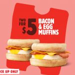 DEAL: Hungry Jack’s – 2 Bacon & Egg Muffins for $5 via App (until 7 February 2022)