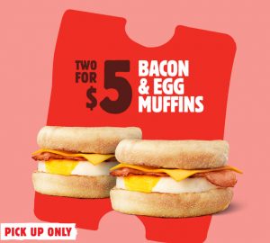 DEAL: Hungry Jack's - 2 Bacon & Egg Muffins for $5 via App (until 7 February 2022) 3