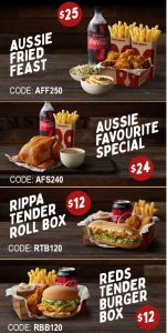 DEAL: Red Rooster Latest Delivery Vouchers ($25 Aussie Fried Feast, $24 Aussie Favourite, $12 Rippa Tender Box/Reds Tender Box) 3
