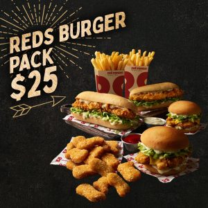 DEAL: Red Rooster $25 Reds Burger Pack Delivered 3