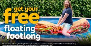 DEAL: Subway - Free Floating Footlong with Purchase of 2 Footlong Subs, 2 Cookies & 2 Drinks 8 DEAL: Subway - Free Floating Footlong with Purchase of 2 Footlong Subs, 2 Cookies & 2 Drinks 1