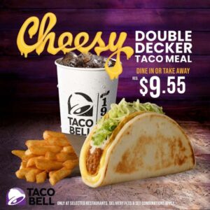 DEAL: Taco Bell - $9.55 Cheesy Double Decker Taco Meal 3 DEAL: Taco Bell - $9.55 Cheesy Double Decker Taco Meal 3