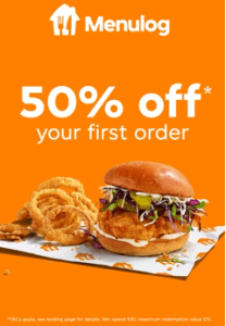 DEAL: Menulog - 50% off First Order with $30 Spend 8