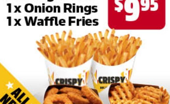 DEAL: Carl's Jr - 2 Large Fries, 1 Onion Rings & 1 Waffle Fries for $9.95 (until 31 July 2022) 3