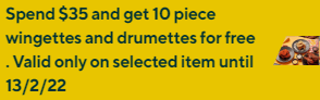 DEAL: Nene Chicken - 10 Free Wingettes & Drumettes with $35 Spend via DoorDash (until 13 February 2022) 9