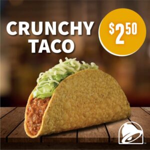 DEAL: Taco Bell - $2.50 Crunchy Taco 3 DEAL: Taco Bell - $2.50 Crunchy Taco 3