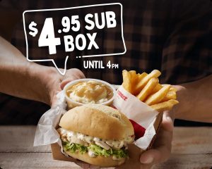 DEAL: Red Rooster - $4.95 Sub Box until 4pm (Sub, Small Chips, Mash & Gravy) 3