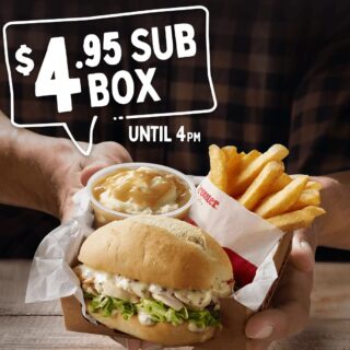 DEAL: Red Rooster - $4.95 Sub Box until 4pm (Sub, Small Chips, Mash & Gravy) 7