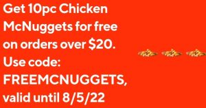 DEAL: McDonald's - Free 10 Chicken McNuggets with $20+ Spend via DoorDash (until 8 May 2022) 36