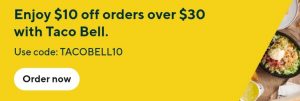 DEAL: Taco Bell - $10 off with $30 Minimum Spend via DoorDash 9