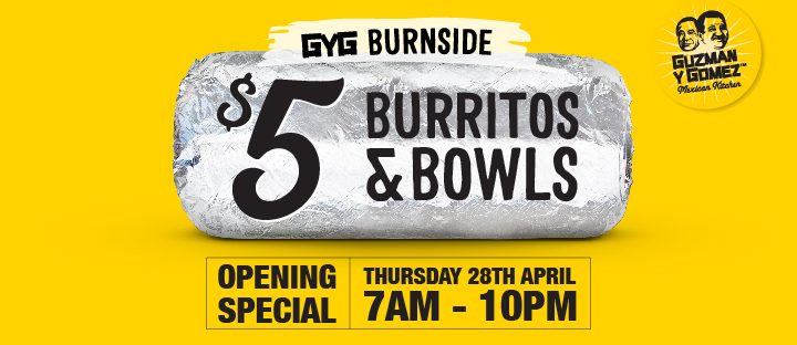 DEAL: Guzman Y Gomez Burnside VIC - $5 Burrito or Burrito Bowl (28 April 2022) 7
