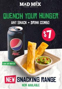 DEAL: Mad Mex - $7 New Snacking Range Snack + Drink Combo 5