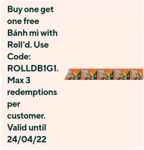 DEAL: Roll'd - Buy One Get One Free Banh Mi via via DoorDash (until 24 April 2022) 10