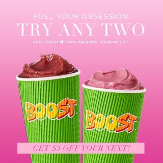 DEAL: Boost Juice - Purchase 2 Pink Dragon Fruit Smoothies & Get $3 off Next Order via App 3