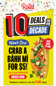 DEAL: Roll'd - $5 Banh Mi via App or Website (until 29 May 2022) 3