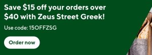 DEAL: Zeus Street Greek - $15 off $40 Spend via DoorDash 9