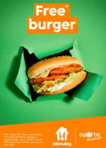 DEAL: Oporto - Free Burger with $40 Spend via Menulog 18