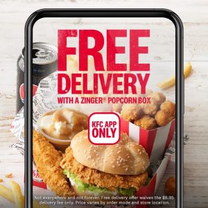 DEAL: KFC - Free Delivery with $14.95 Zinger Popcorn Box via KFC App 6