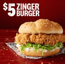 DEAL: KFC - $5 Zinger Burger (Gippsland VIC Only) 3