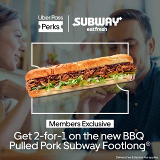 DEAL: Subway - Buy 1 Get 1 Free BBQ Pulled Pork Subway Footlong for Uber Pass Members (until 5 June 2022) 9