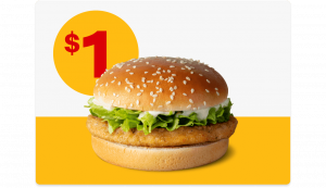 DEAL: McDonald’s - $1 McChicken via mymacca's App on 26 April 2023 3