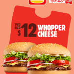 DEAL: Hungry Jack’s – 2 Whopper Cheese for $12 via App (until 18 July 2022)