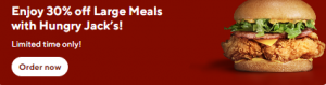 DEAL: Hungry Jack's - 30% off Large Meals via DoorDash (until 12 December 2022) 3