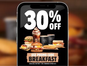 DEAL: Hungry Jack's - 30% off Breakfast with $15+ Spend via App (18-24 July 2022) 1