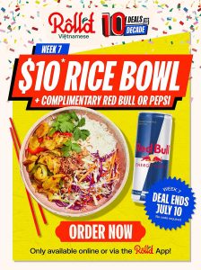 DEAL: Roll'd - $10 Rice Bowl & 600ml Pepsi or 250ml Red Bull via App or Website (until 3 July 2022) 6
