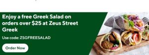 DEAL: Zeus Street Greek - Free Greek Salad with $25 Spend via DoorDash 9