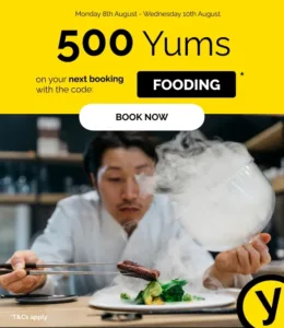 DEAL: TheFork - 500 Yums ($10-$12.50 Value) with Booking until 10 August 2022 1