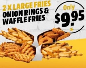 DEAL: Carl's Jr - 2 Large Fries,  Onion Rings and Waffle Fries for $9.95 via App 9