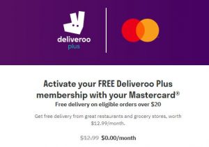 DEAL: Deliveroo - Free 6 or 12 Months Deliveroo Plus with MasterCard 1